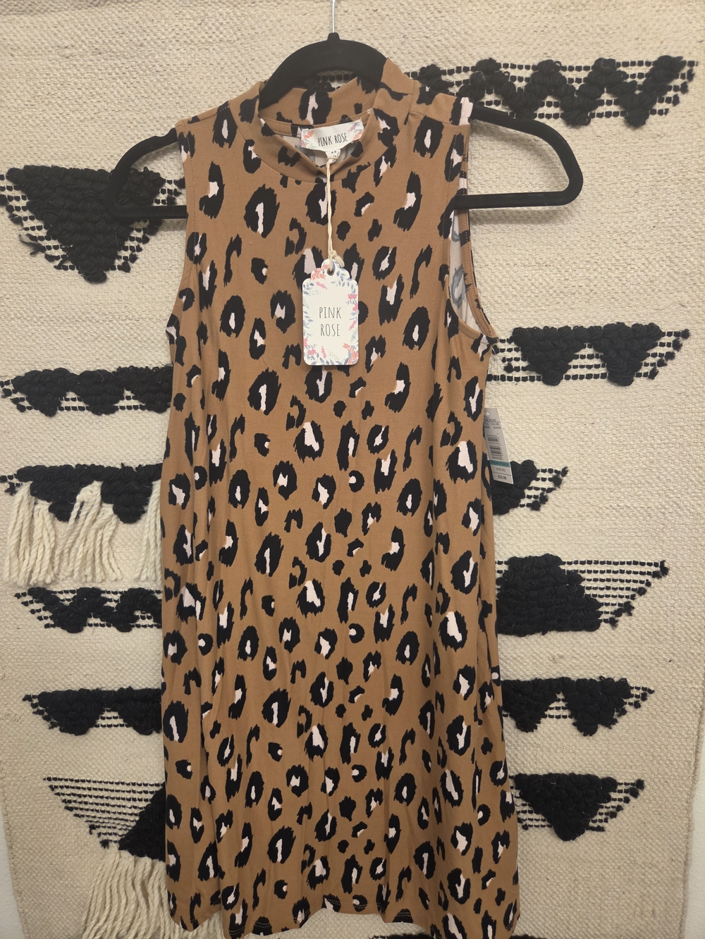 Pink Rose Tan Leopard Print Sleeveless Mini Dress